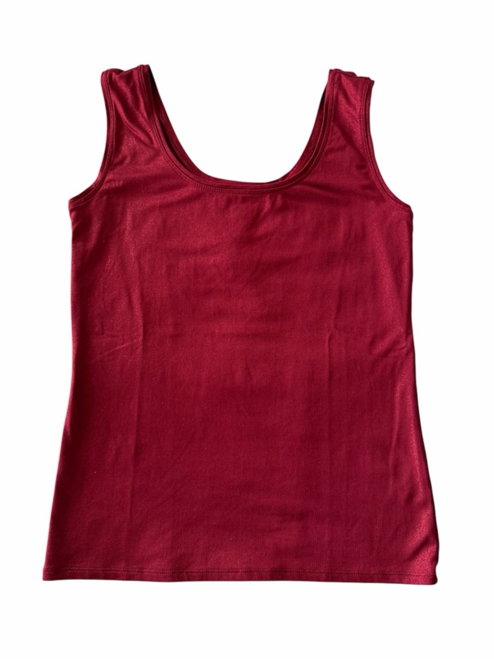 WHBM Red Shimmer Sleeveless Tank Small Fitted Stretch Top